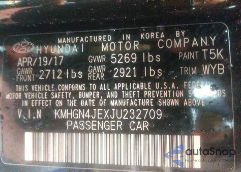 2018 Genesis G80 3.8 из США, поврежденный, VIN KMHGN4JEXJU232709